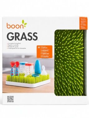Boon GRASS Countertop Baby Bottle Drying Rack Green White Great Condition